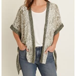 Pure Jill Oversize‎ Poncho Kimono Sage Green One Size Fits Most Lagenlook Boho